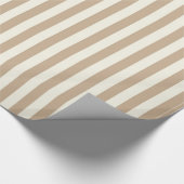 Glanzend Verpakkingsdocument Beige & Taupe Streep Cadeaupapier (Hoek)