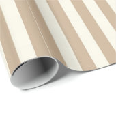Glanzend Verpakkingsdocument Beige & Taupe Streep Cadeaupapier (Rol Hoek)