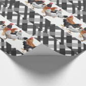 Glanzend Verpakpapier Kippen Zwart Plaid Cadeaupapier (Hoek)