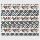 Glanzend Verpakpapier Kippen Zwart Plaid Cadeaupapier (Vlak)