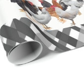 Glanzend Verpakpapier Kippen Zwart Plaid Cadeaupapier (Rol Hoek)