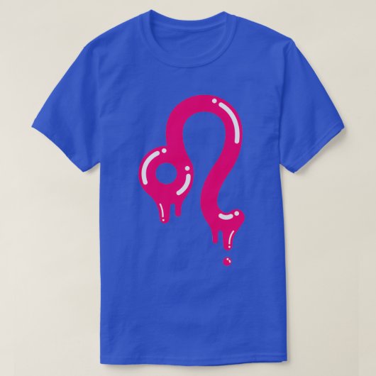 Glanzend Vloeibaar Roze Zodiac Horoscope Sign Leo T-shirt (Design voorkant)