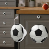 Glanzend Voetbal/Futbol Zwart + Wit Sportief Keramische Knop