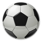 Glanzend Voetbal/Futbol Zwart + Wit Sportief Keramische Knop (Voorkant)