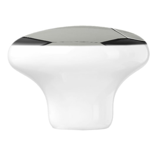 Glanzend Voetbal/Futbol Zwart + Wit Sportief Keramische Knop (Zijkant)