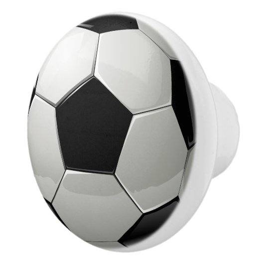 Glanzend Voetbal/Futbol Zwart + Wit Sportief Keramische Knop (Rechts)