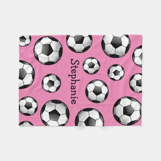 Glanzend Voetbal Roze Fleece Deken (Voorkant (Horizontaal))