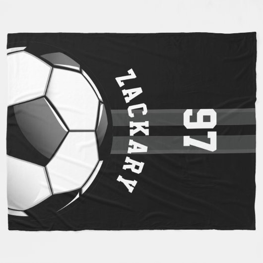 Glanzend Voetbal zwart Fleece Deken (Voorkant (Horizontaal))