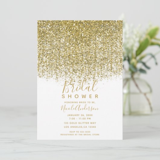 Glanzend Vrijgezellenfeest met gouden en witte zac Kaart (Staand voorkant)