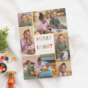 Glanzend Vrolijk & Helder 6 Fotocollage Kerstmis Folie Feestdagenkaart