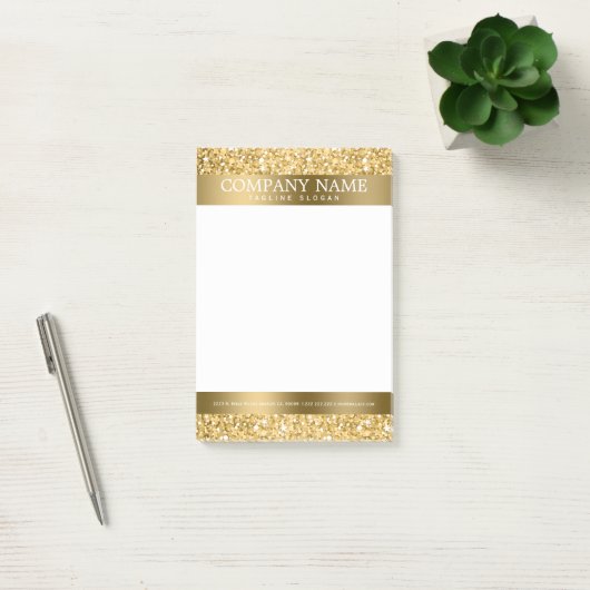 Glanzend wit en goud glitter post-it® notes (Kantoor)