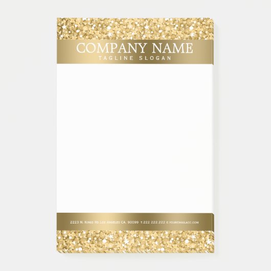 Glanzend wit en goud glitter post-it® notes (Voorkant)