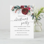 Glanzend Wit Zilver Rood Bloem Kerstfeest Kaart (Staand voorkant)
