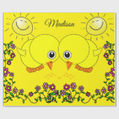 Glanzend wrappend papier, geelkip, zonnebloem cadeaupapier (Vlak)