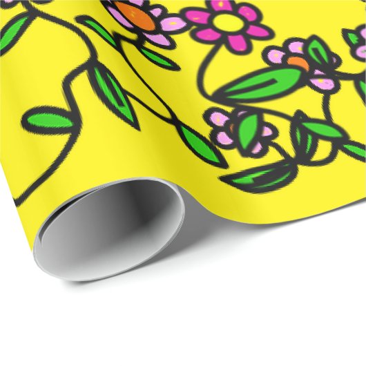 Glanzend wrappend papier, geelkip, zonnebloem cadeaupapier (Rol Hoek)