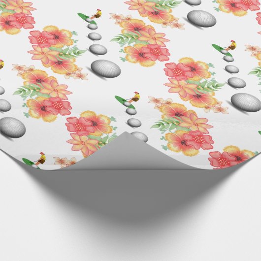 Glanzend wrappend papier, Golf Balls Golfer Floral Cadeaupapier (Hoek)