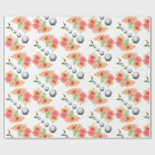 Glanzend wrappend papier, Golf Balls Golfer Floral Cadeaupapier (Vlak)