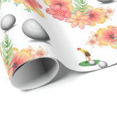 Glanzend wrappend papier, Golf Balls Golfer Floral Cadeaupapier (Rol Hoek)