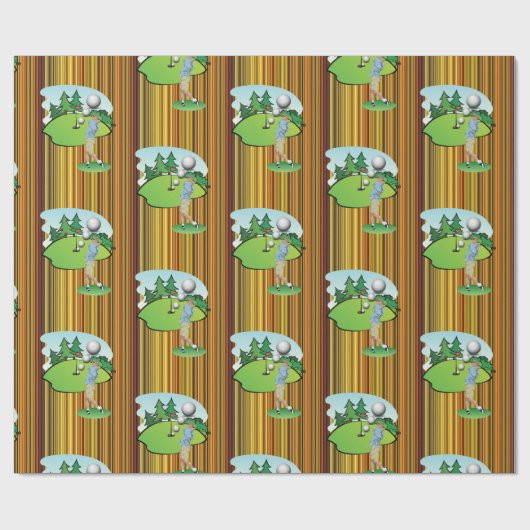Glanzend wrappend papier, Golfer Golfballs Cadeaupapier (Vlak)