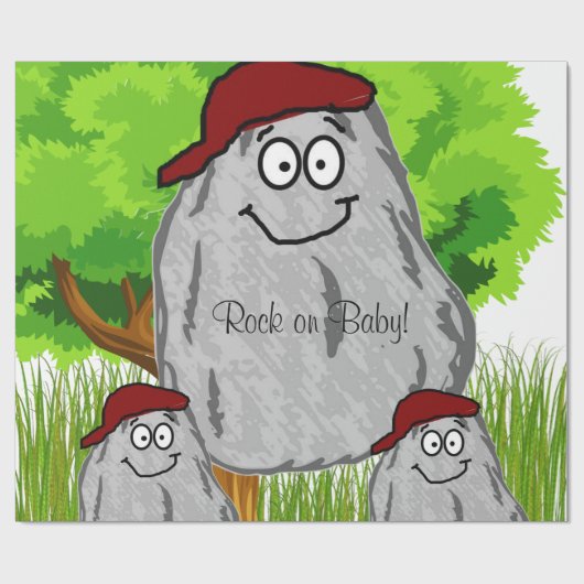 Glanzend wrappend papier, Rocks Rock op Baby! Cadeaupapier (Vlak)