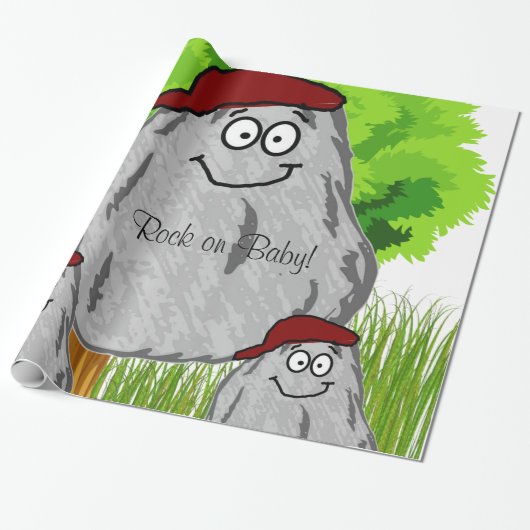 Glanzend wrappend papier, Rocks Rock op Baby! Cadeaupapier (Uitgerold)
