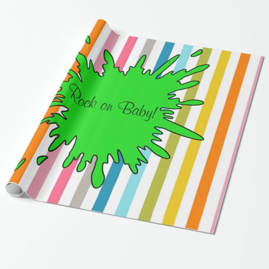 Glanzend wrappend papier, Rocks Rock op Baby! stre Cadeaupapier (Uitgerold)