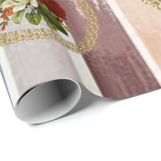 Glanzend wrappend papier Victoriaans Floral (Rol Hoek)