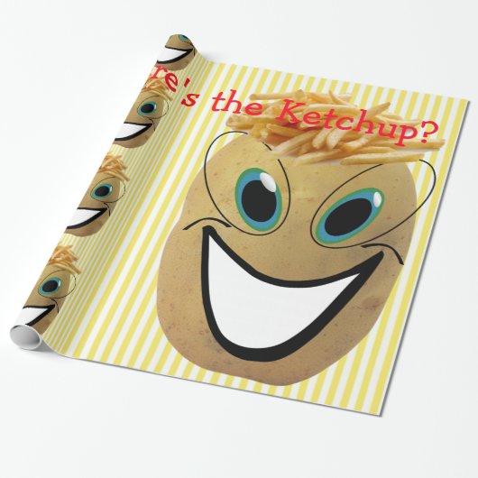 Glanzend wrapppapier, Aardappelvet stripe Cadeaupapier (Uitgerold)