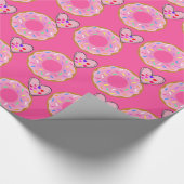 Glanzend wrapppapier, aardbei, donut roze hart cadeaupapier (Hoek)