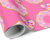 Glanzend wrapppapier, aardbei, donut roze hart cadeaupapier (Rol Hoek)