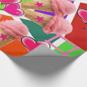 Glanzend wrapppapier, aardbeienijs cadeaupapier (Hoek)