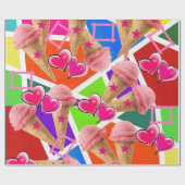 Glanzend wrapppapier, aardbeienijs cadeaupapier (Vlak)