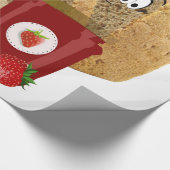 Glanzend wrapppapier, aardbeistoomstraaltje cadeaupapier (Hoek)