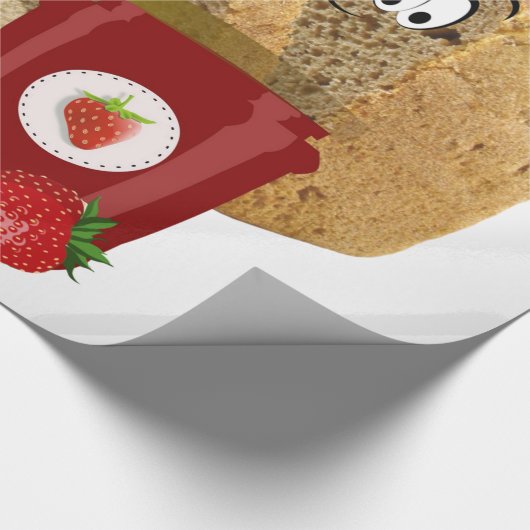 Glanzend wrapppapier, aardbeistoomstraaltje cadeaupapier (Hoek)