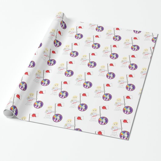 Glanzend wrapppapier, Austronaut Cat Kitten Cadeaupapier (Uitgerold)