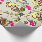 Glanzend wrapppapier, banaankalkoenen cadeaupapier (Hoek)