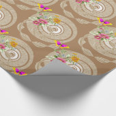 Glanzend wrapppapier, beige Floral Butterfly Cadeaupapier (Hoek)