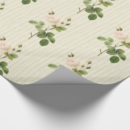 Glanzend wrapppapier, beige Rozen Floral Cadeaupapier (Hoek)