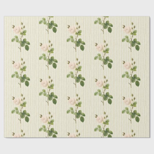 Glanzend wrapppapier, beige Rozen Floral Cadeaupapier (Vlak)