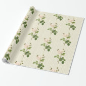 Glanzend wrapppapier, beige Rozen Floral Cadeaupapier (Uitgerold)