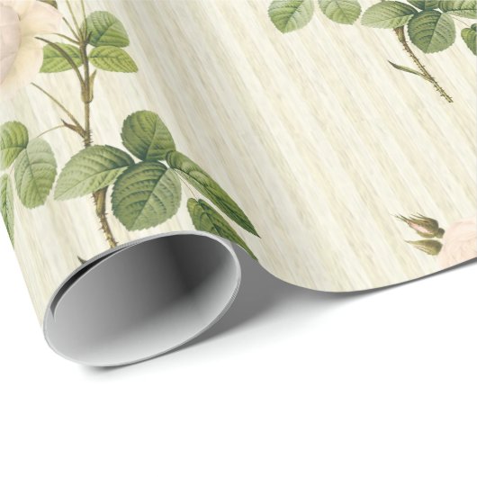 Glanzend wrapppapier, beige Rozen Floral Cadeaupapier (Rol Hoek)