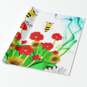 Glanzend wrapppapier, bloemen cadeaupapier (Uitgerold)