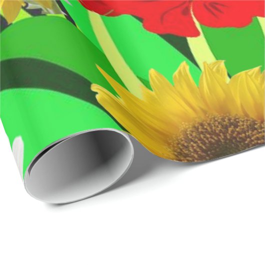 Glanzend wrapppapier, bloemen cadeaupapier (Rol Hoek)