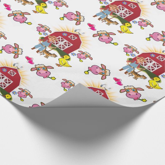 Glanzend wrapppapier, boerenboerderijKoeien Cadeaupapier (Hoek)