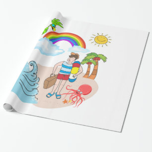 Glanzend wrapppapier, buikvun octopus cadeaupapier