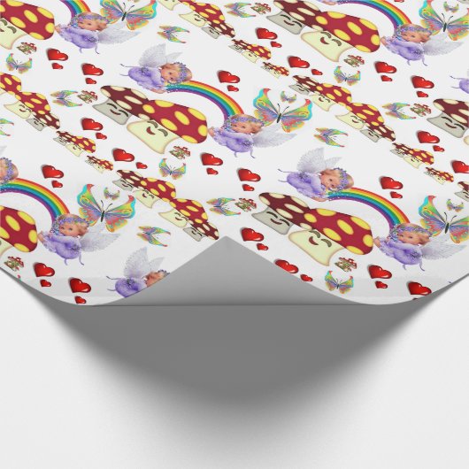 Glanzend wrapppapier, engels botervliegenpaddensto cadeaupapier (Hoek)