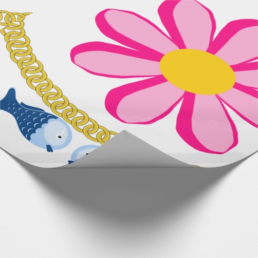 Glanzend wrapppapier, Floral Gold Chain Cadeaupapier (Hoek)