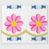 Glanzend wrapppapier, Floral Gold Chain Cadeaupapier (Vlak)