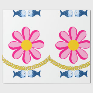 Glanzend wrapppapier, Floral Gold Chain Cadeaupapier