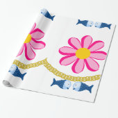 Glanzend wrapppapier, Floral Gold Chain Cadeaupapier (Uitgerold)